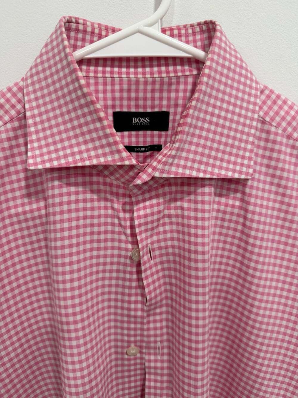 BOSS Hugo Boss Men's Long Sleeve Sharp Fit Gingham Check Dress Shirt